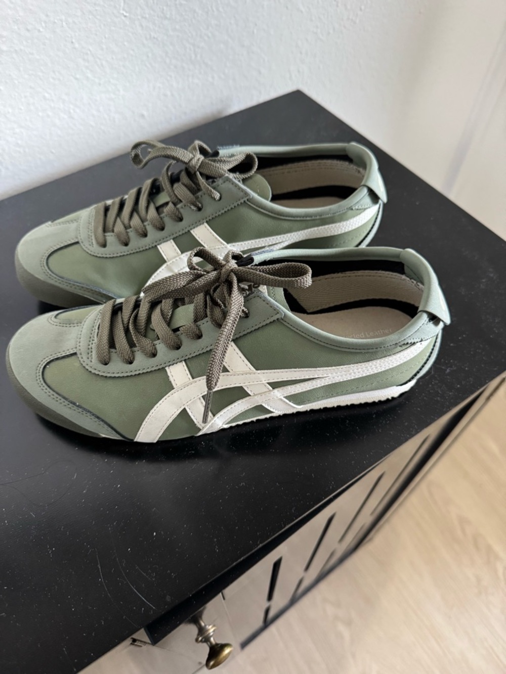 Onitsuka Tiger by Asics Olive Green Sneakers with White Stripes